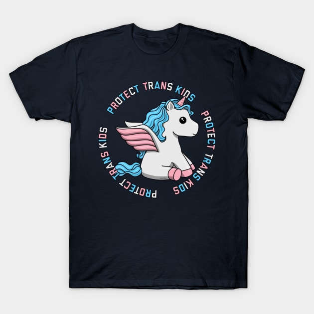 Protect Trans Kids Unicorn T-Shirt by Art by Veya